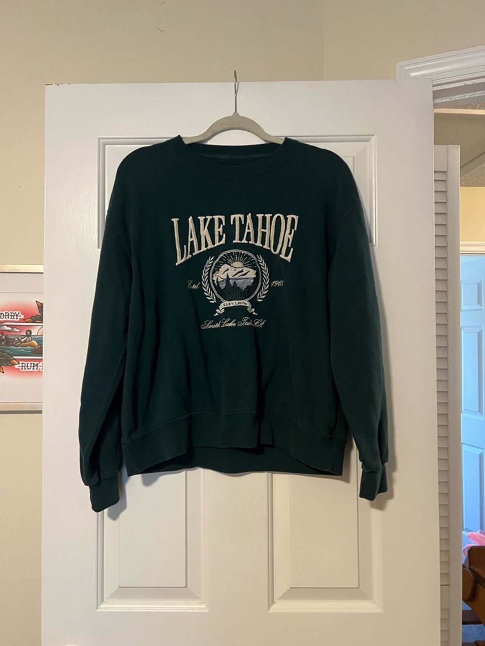 Abercrombie & Fitch Forest Green Lake Tahoe Graphic Crewneck